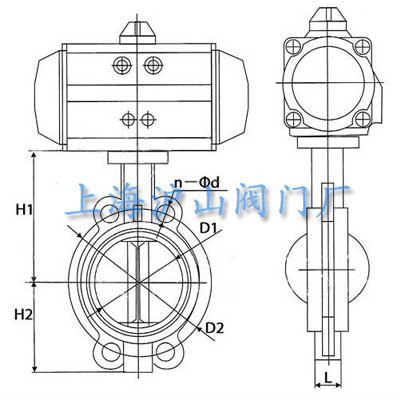 D671X氣動(dòng)對(duì)夾式軟密封蝶閥結(jié)構(gòu)圖