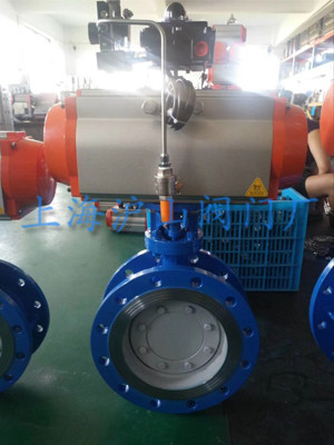 D643H-16C氣動(dòng)法蘭式金屬硬密封蝶閥實(shí)拍圖