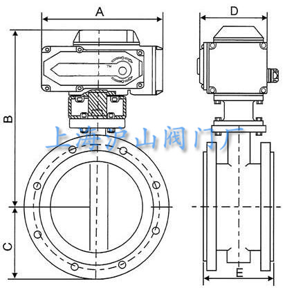 D941X-10電動(dòng)法蘭軟密封蝶閥結(jié)構(gòu)圖