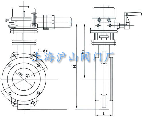 D973W-16P電動對夾硬密封蝶閥結構圖