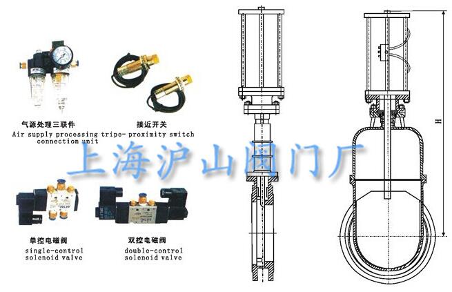氣動加長桿刀型閘閥連接尺寸